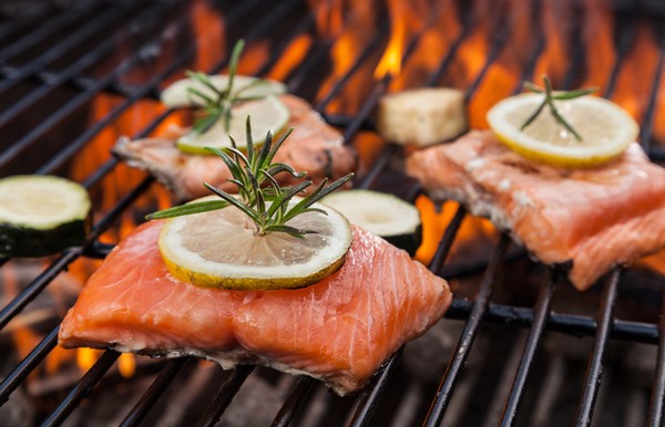 Grilled Salmon with Lemon-Rosemary Sauce