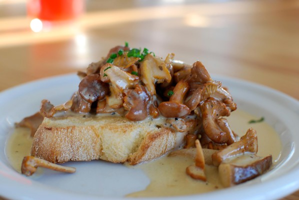 Classic Winter Mushrooms on French Bread